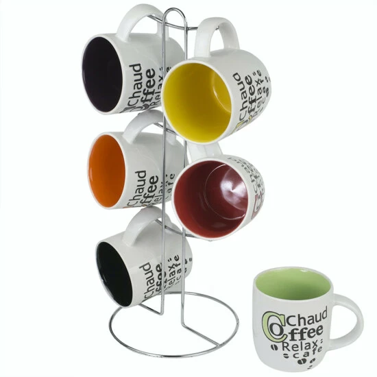 Home Basics 6 Piece Mug Set With Stand Bath Accessories - Image 3