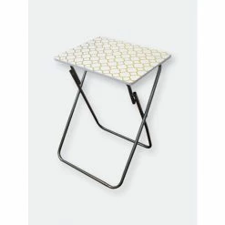 Home Basics Metallic Multi-Purpose Foldable Table, Gold Storage & Organization