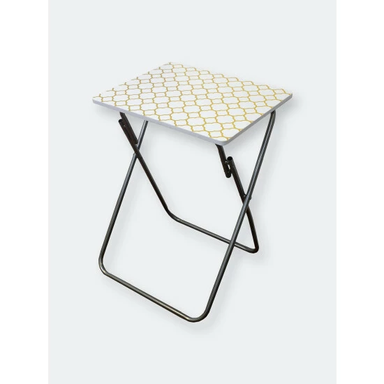 Home Basics Metallic Multi-Purpose Foldable Table, Gold Storage & Organization