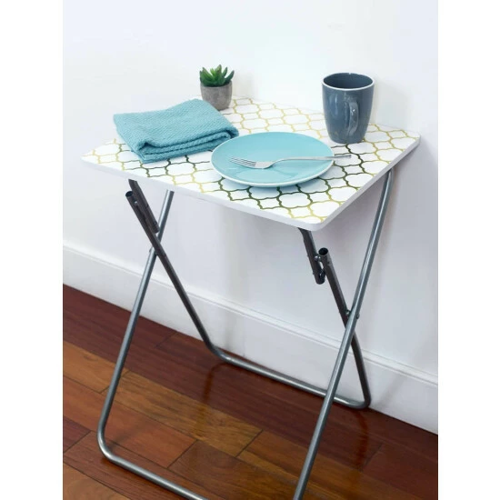 Home Basics Metallic Multi-Purpose Foldable Table, Gold Storage & Organization - Image 3