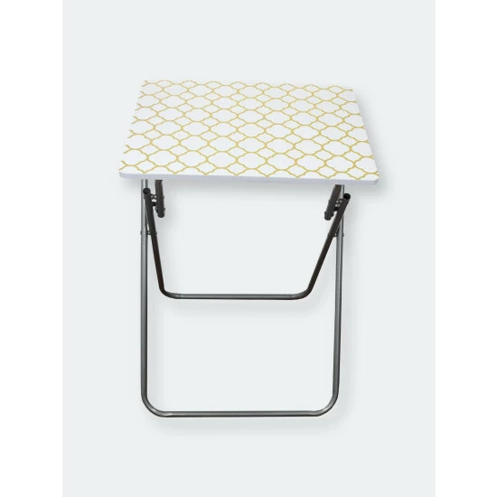 Home Basics Metallic Multi-Purpose Foldable Table, Gold Storage & Organization - Image 4