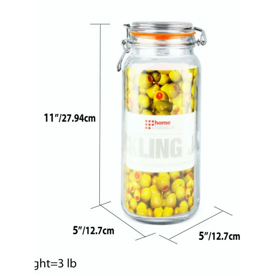 Home Basics 67.5 Oz. Glass Pickling Jar With Wire Bail Lid And Rubber Seal Gasket Tools & Accessories - Image 3