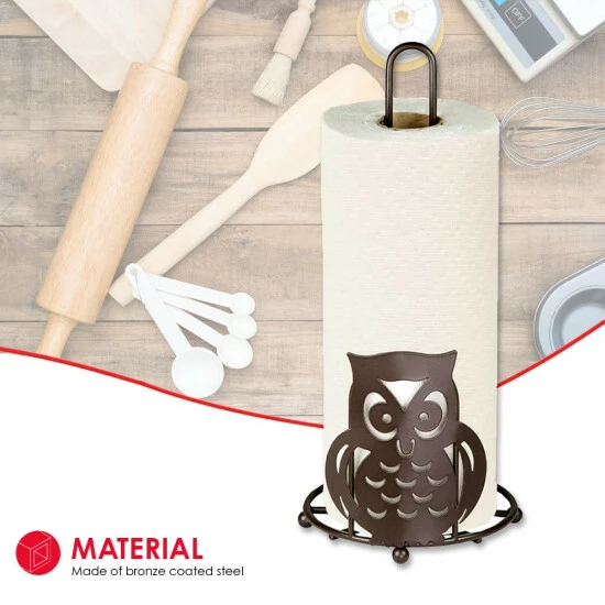 Home Basics Steel Owl Paper Towel Holder, Bronze Bath Accessories - Image 3