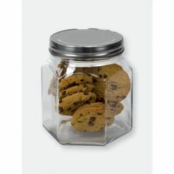 Home Basics 26 Oz. Small Hexagon Glass Canister, Clear Storage & Organization