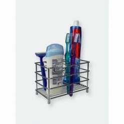 Home Basics Steel Bath Caddy Organizer, Chrome Bath Accessories Default Title