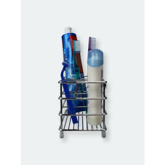 Home Basics Steel Bath Caddy Organizer, Chrome Bath Accessories Default Title - Image 3