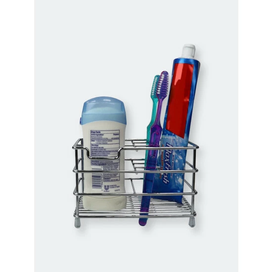 Home Basics Steel Bath Caddy Organizer, Chrome Bath Accessories Default Title - Image 5