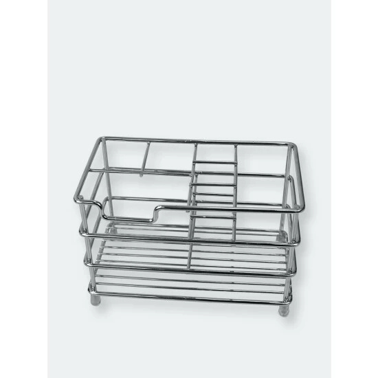 Home Basics Steel Bath Caddy Organizer, Chrome Bath Accessories Default Title - Image 6