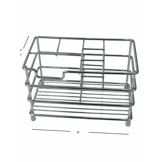 Home Basics Steel Bath Caddy Organizer, Chrome Bath Accessories Default Title - Image 9