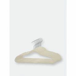 Home Basics 10 Piece Velvet Hanger, Ivory Storage & Organization
