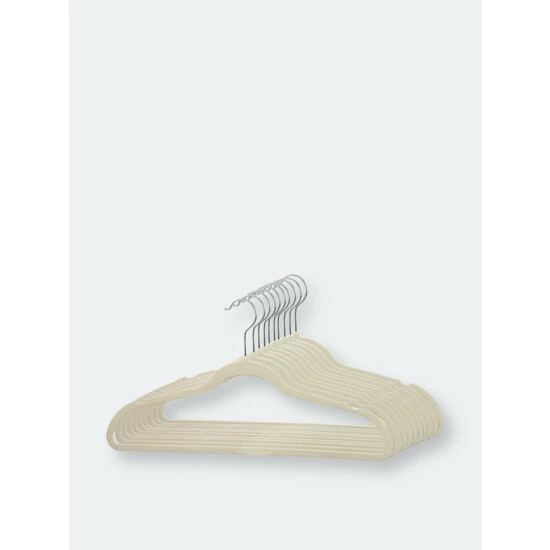 Home Basics 10 Piece Velvet Hanger, Ivory Storage & Organization