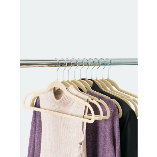 Home Basics 10 Piece Velvet Hanger, Ivory Storage & Organization - Image 2