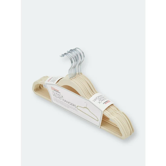 Home Basics 10 Piece Velvet Hanger, Ivory Storage & Organization - Image 3
