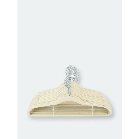 Home Basics 10 Piece Velvet Hanger, Ivory Storage & Organization - Image 4