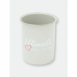 Home Basics Utensils Smell Like Home Metal Cutlery Holder With Steel Rim, White Tools & Accessories