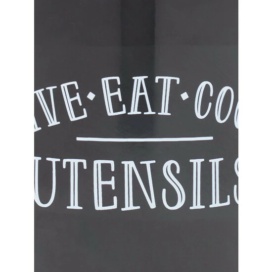 Home Basics Live Eat And Cook Ceramic Cutlery Holder With Steel Rim, Black Tools & Accessories - Image 3