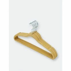 Home Basics Slip-Proof Snag-Free Ultra Slim Velvet Hanger With Rotating Steel Hook, (Pack Of 10), Camel Storage & Organization