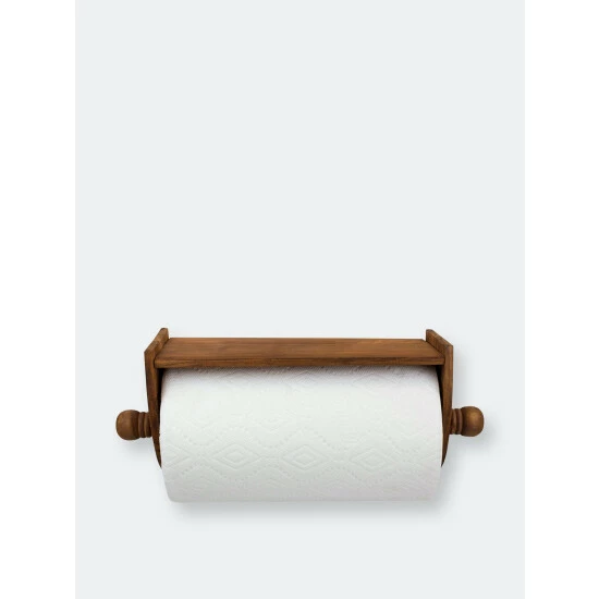 Home Basics Quick Install Rustic Pine Wood Wall Mounted Paper Towel Holder With Flat Top, Brown Tools & Accessories - Image 8