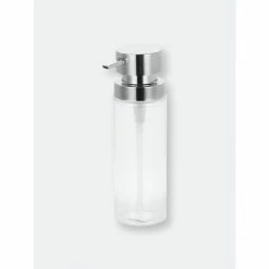 Home Basics 12 Oz. Cylinder Plastic Hand Soap Dispenser With Brushed Stainless Steel Pump, Clear Bath Accessories Default Title