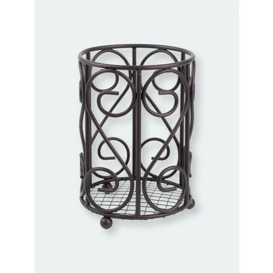 Home Basics Scroll Collection Steel Cutlery Holder With Mesh Bottom And Non-Skid Feet, Bronze Knives & Cutting Boards - Image 5