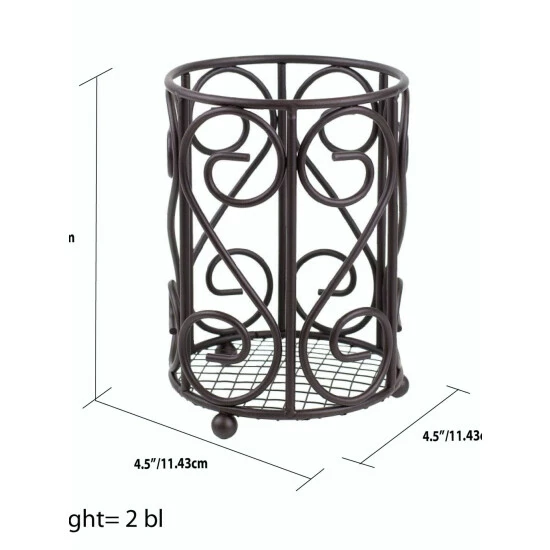 Home Basics Scroll Collection Steel Cutlery Holder With Mesh Bottom And Non-Skid Feet, Bronze Knives & Cutting Boards - Image 6