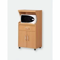 Home Basics Small Wood Microwave Cart, Natural Furniture