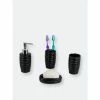 Home Basics Curves 4 Piece Bath Accessory Set, Black Bath Accessories