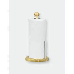Home Basics Bamboo Paper Towel Holder With Steel Dispensing Side Bar Tools & Accessories
