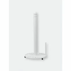 Home Basics Sunflower Heavy Weight Cast Iron Free Standing Paper Towel Holder With Dispensing Side Bar, White Storage & Organization