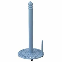 Home Basics Sunflower Free-Standing Cast Iron Paper Towel Holder With Dispensing Side Bar - Blue Bath Accessories