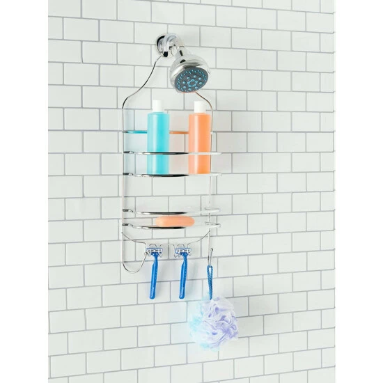 Home Basics Chrome Plated Steel Flat Wire Shower Caddy Bath Accessories - Image 5