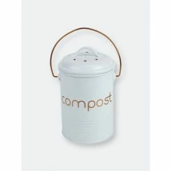 Home Basics Grove Compact Countertop Compost Bin, White Storage & Organization
