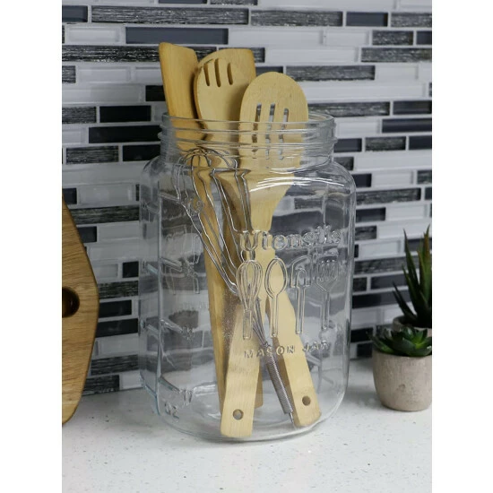 Home Basics 153.6 Oz. X-Large Glass Mason Canister Jar, Clear Storage & Organization - Image 2