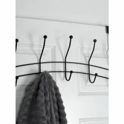 Home Basics Shelby 5 Hook Over The Door Hanging Rack, Black Storage & Organization