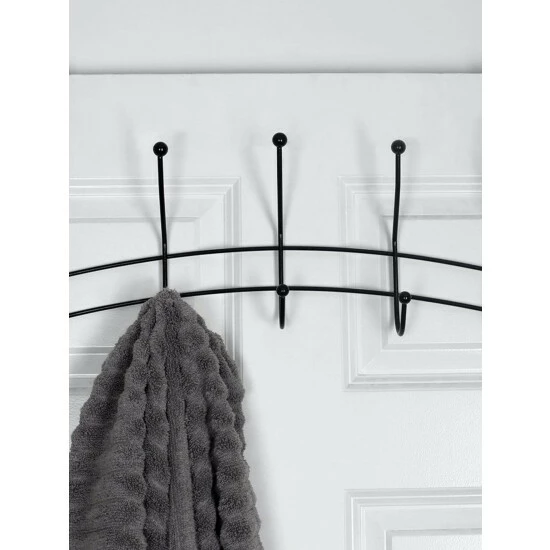 Home Basics Shelby 5 Hook Over The Door Hanging Rack, Black Storage & Organization - Image 3