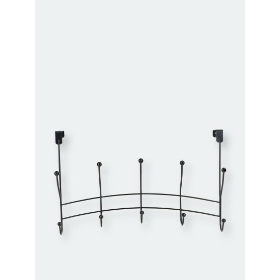 Home Basics Shelby 5 Hook Over The Door Hanging Rack, Black Storage & Organization - Image 4