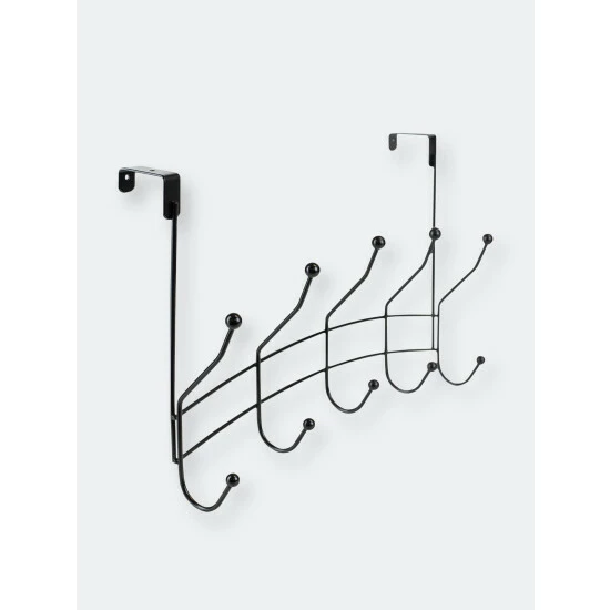 Home Basics Shelby 5 Hook Over The Door Hanging Rack, Black Storage & Organization - Image 5