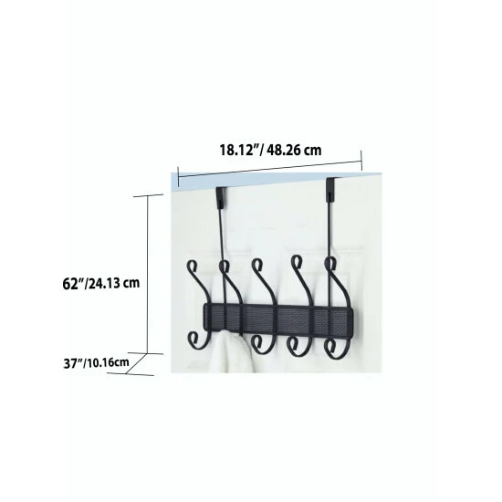 Home Basics Shelby 5 Hook Over The Door Hanging Rack, Black Storage & Organization - Image 6