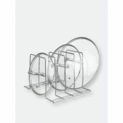 Home Basics Vinyl Coated Steel Lid Rack, Silver Tools & Accessories Default Title