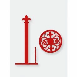Home Basics Cast Iron Fleur De Lis Paper Towel Holder, Red Tools & Accessories