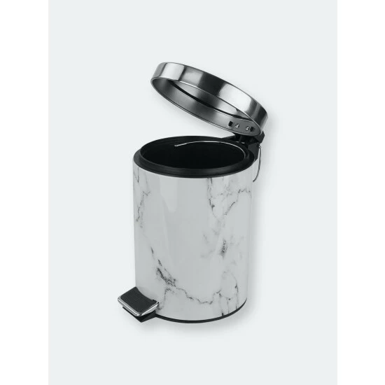 Home Basics Faux Marble 3 Liter Waste Bin, White Storage & Organization - Image 6