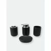 Home Basics Luxem 4 Piece Ceramic Bath Accessory Set, Black Bath Accessories