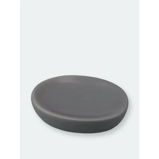 Home Basics Luxem 4 Piece Ceramic Bath Accessory Set, Grey Bath Accessories - Image 4