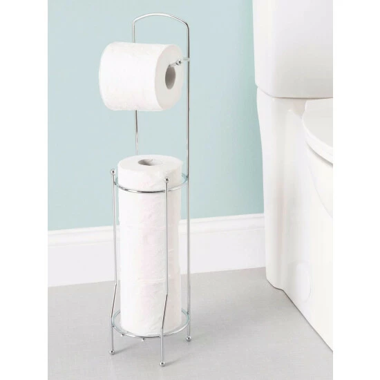 Home Basics Chrome Plated Steel Bath Tissue Organizer Bath Accessories - Image 2