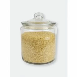 Home Basics Renaissance Collection Large 4 Lt Glass Jar With Easy Grab Knob Handles, Clear Tools & Accessories