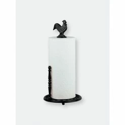 Home Basics Cast Iron Rooster Paper Towel Holder, Black Tools & Accessories