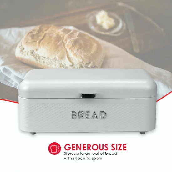 Home Basics Soho Metal Bread Box - White Tools & Accessories Default Title - Image 3