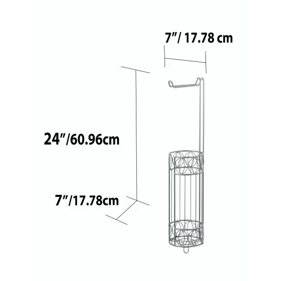 Home Basics Seville Free-Standing Dispensing Toilet Paper Holder, Satin Nickel Storage & Organization - Image 5