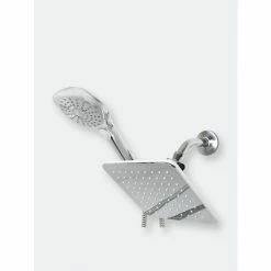 Home Basics Dual Rainfall Shower Massager, Chrome Bath Accessories