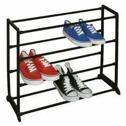 Home Basics Easy Assemble Space-Saving 12 Pair Shoe Tower Multi-Purpose Storage Rack - Black Storage & Organization